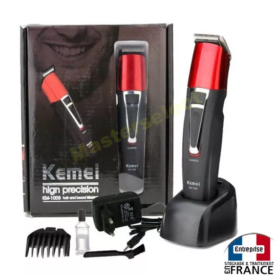 Tondeuse sans fil pour finitions barbe ou cheveux avec base support rechargeable