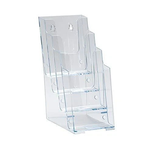 252388 Clear Four-Tier Tri-Fold Brochure Holder Acrylic Boxes for Display - T...