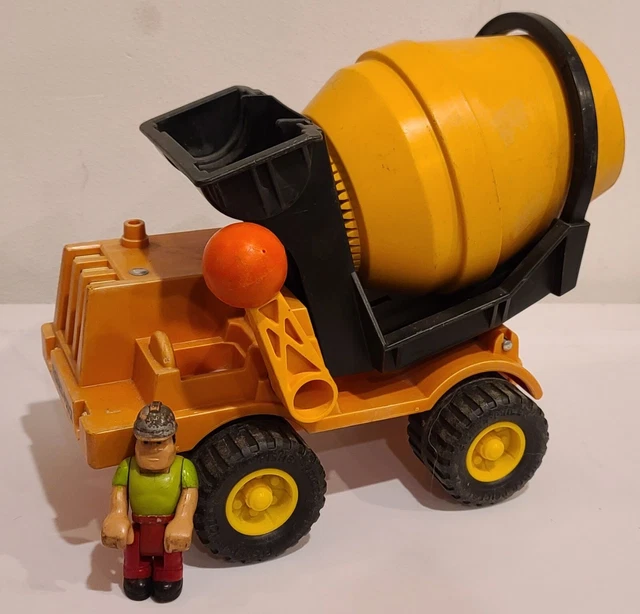 VINTAGE FISHER PRICE Cement Mixer Construction Toy Yellow Orange 70s