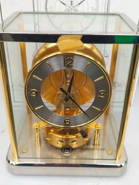 ATMOS JAEGER-LECOULTRE Table Clock Gold Analog with Box, Catalog, Garantee Card