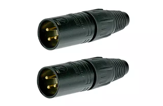 2 Pack NEUTRIK NC3MX-B 3-Pin XLR Male Cable Mount Connector -Black Shell Gold Pi