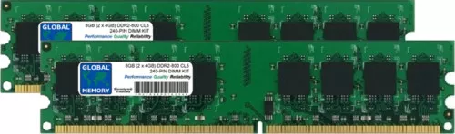 8GB (2 x 4GB) DDR2 800MHz PC2-6400 240-PIN DIMM MEMORY RAM KIT FOR DESKTOPS/PCS