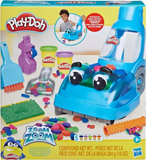 Juguete de aspiradora y limpieza Play-Doh Zoom con zoom, aspiradora para niños con 5 latas, tapa