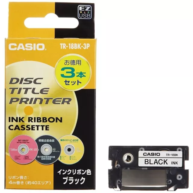 Casio disc Title Printer Ink Ribbon TR-18BK-3P Black 3 Pieces