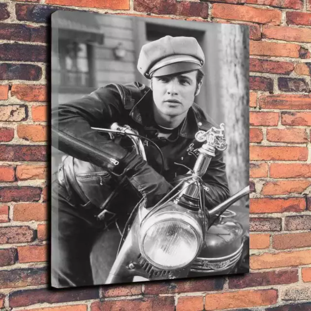 Marlon Brando The wild one 1953 Wall Art Printed Canvas Picture Cool Motorbike