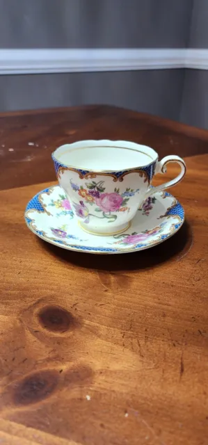 Vintage AYNSLEY England Bone China TEACUP & SAUCER Floral