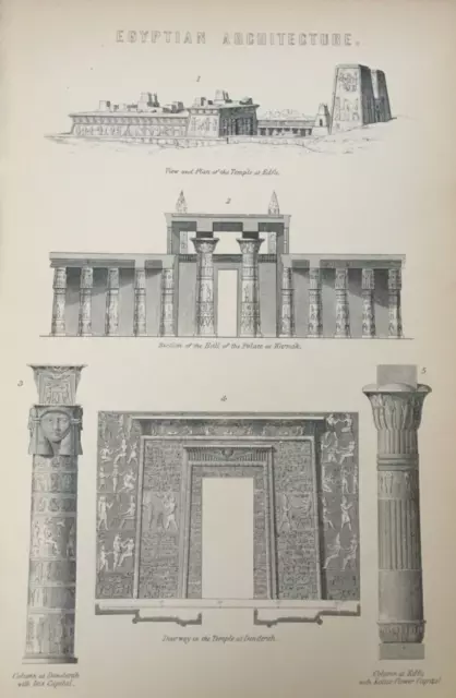 Antique Print Egyptian Architecture C1870's Engraving Palace Of Karnak Egypt
