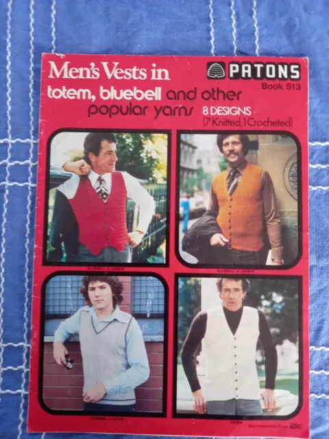 Patons knitting pattern bk 513 MENS Vintage 1960s