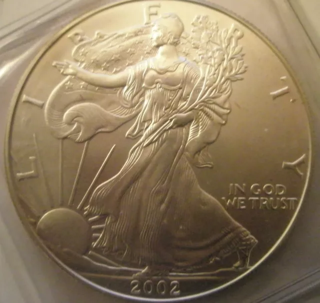 BU 2002 $1 one troy ounce 0.999 silver american eagle