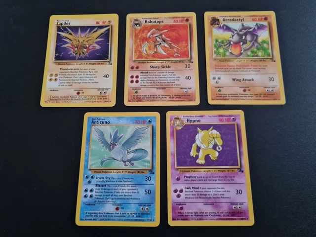 Pokemon Card - 5x Fossil Non Holo Rare WOTC Vintage 1999 Articuno Zapdos