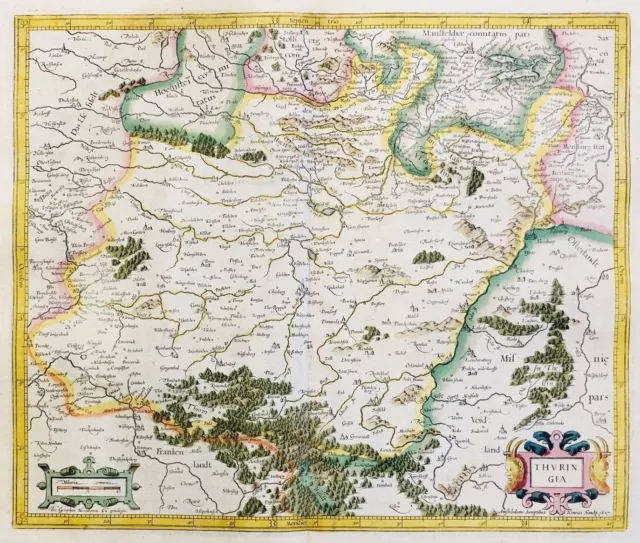 Thüringen Erfurt Weimar Gotha Eisenach Jena Karte map Mercator 1627