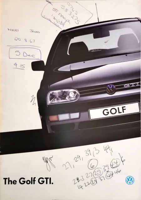 VW Volkswagen Golf GTi (Mk3) Brochure 1993