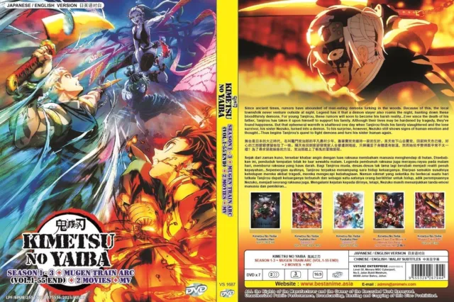 Demon Slayer: Kimetsu No Yaiba Season 1-3 (1-55 End) +Mugen Movie English  Dubbed DVD 