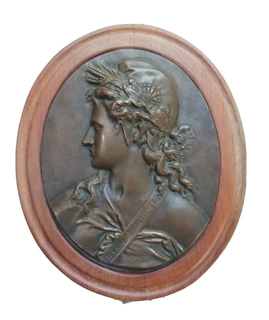 Pendentif Médaillon Minerve (Minerva) En Bronze - Ronde, Doré - Occasion Bon état
