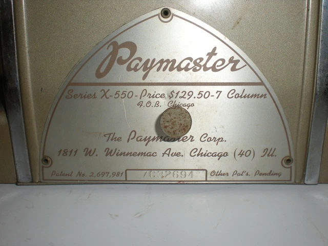 Paymaster Series X-550 Check Writer & Protector with Key