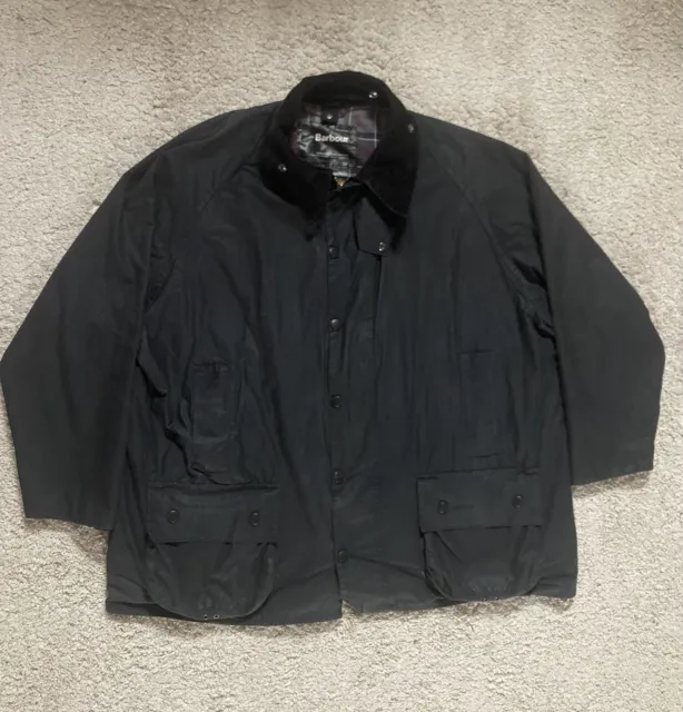 Barbour beaufort Wax veste noir avec gibecière made in england comme neuf c52