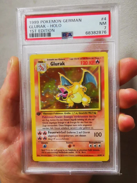Glurak Holo 1. Edition PSA 7 - 4/102 - Base Set - Pokemon Karte - NM - Deutsch