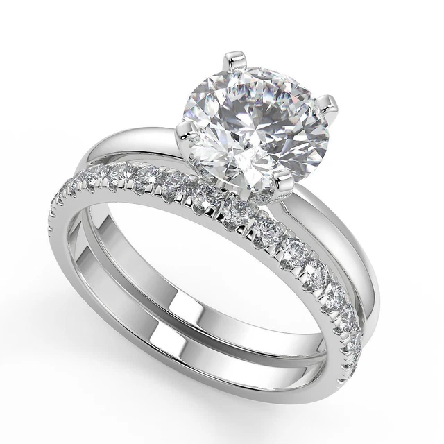 1.95 Ct Round Cut Comfort Fit 4 Prong Diamond Engagement Ring SI1 G Treated