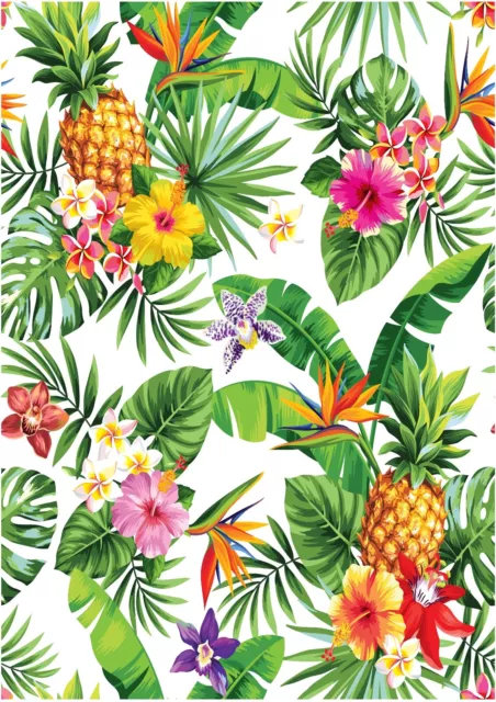 Tropical Flower Pineapple Wallpaper A4 Sized Edible Wafer Paper / Icing Sheet