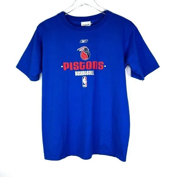 Reebok Vintage Detroit Pistons Graphic Tee T-Shirt Basketball NBA 90s Y2k Blue