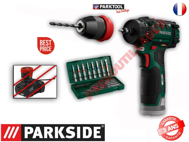 Perceuse-visseuse Sans Fil PARKSIDE PBSA12 12V – Avec Batterie Et Chargeur, Neuve En Emballage D’origine – Idéale Bricolage Et Petits Travaux