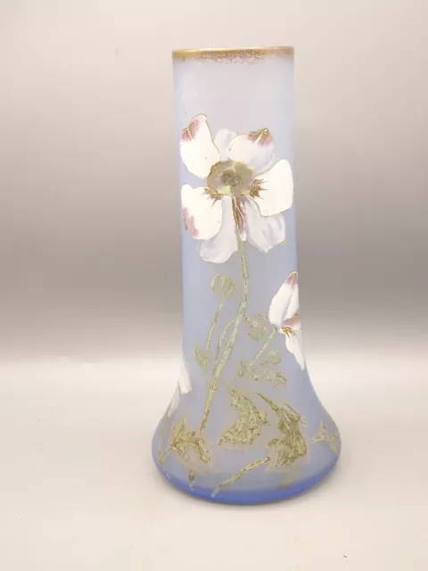 Legras. Vase en verre émaillé ancien a décor de fleurs.Art nouveau.