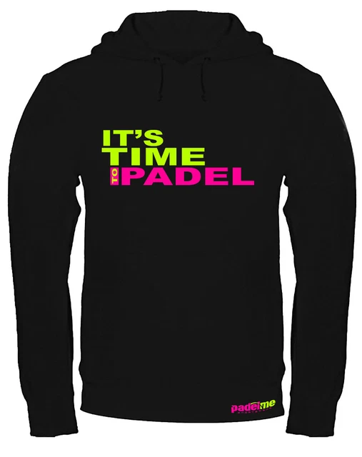 Felpa con cappuccio Padel It's Time To Padel 01 Nera Personalizzabile con Nome