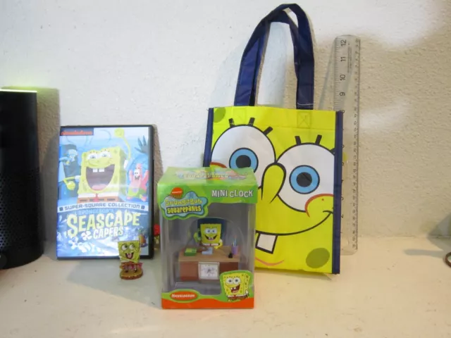 Spongebob Squarepants Clock Mini Desk  2003 Hold My Calls Phone w/additional ite