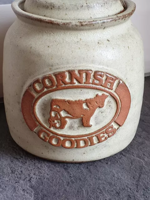 Tremar Cornish Pottery Cream Preserve Pot 'Cornish Goodies' Vintage Retro 1970s 2