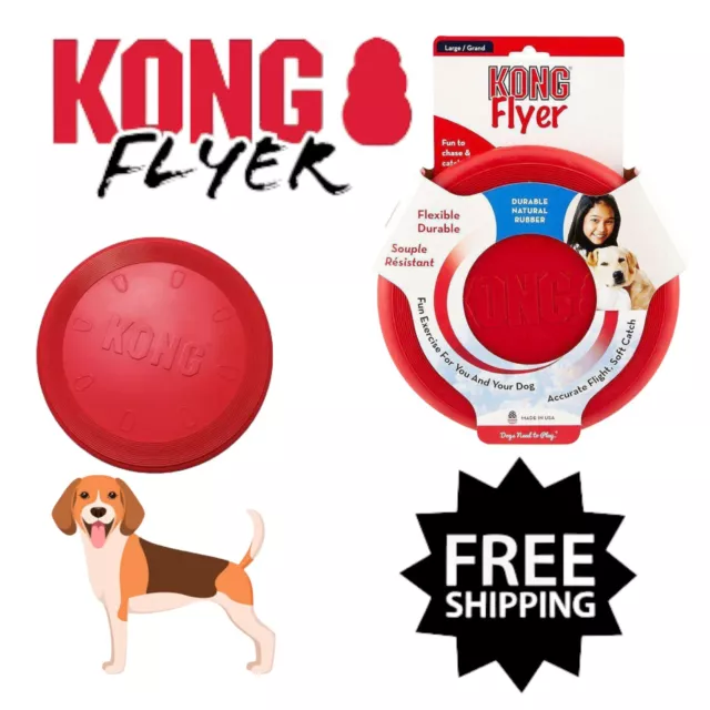 KONG Flyer Soft & Durable Rubber Flying Frisbee Dog Toy Size Large