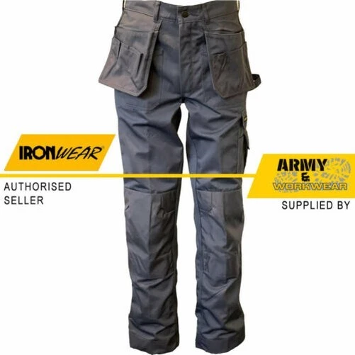 Uomo Pesante Lavoro Pantaloni Multi & Tasche Al Ginocchio Triple Cuciture Cargo