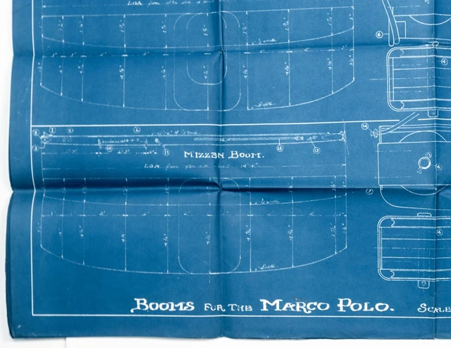 L. Francis Herreshoff Orig Vintage MARCO POLO Boat Blueprint #5/22 Booms