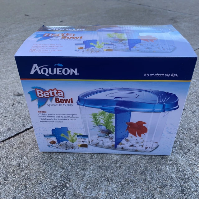 Aqueon Betta Fish Tank Starter Kit, Half Gallon, Blue