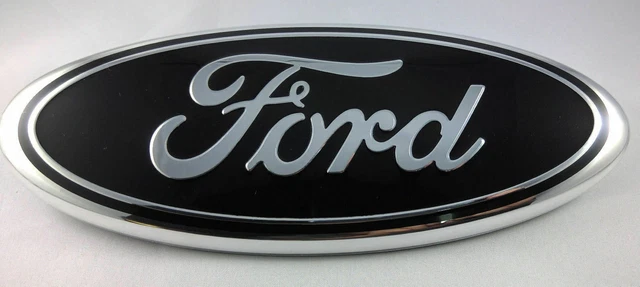 BLACK & CHROME 2005-2014 Ford F150 FRONT GRILLE/ TAILGATE 9 inch Oval Emblem 1PC