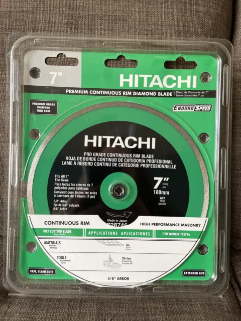 Hitachi 7" Wet Cut Continuous Rim Diamond Saw Blade for Tile & Stone NEW