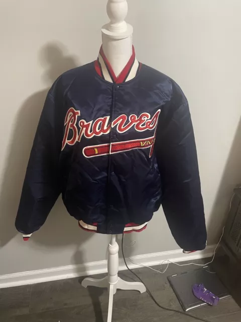 90's Atlanta Braves Felco Pinstripe MLB Jersey Jacket Size Large – Rare VNTG