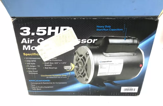 Marathon Motors GEX09040 Electric Air Compressor Motor, 3-1/2 HP