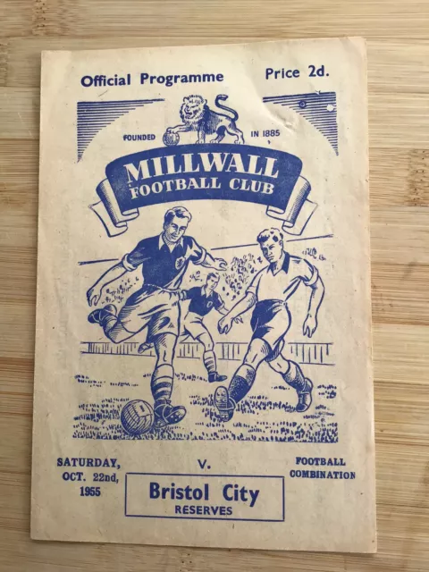 Millwall reserves v Bristol City res 1955-56 Football Combination