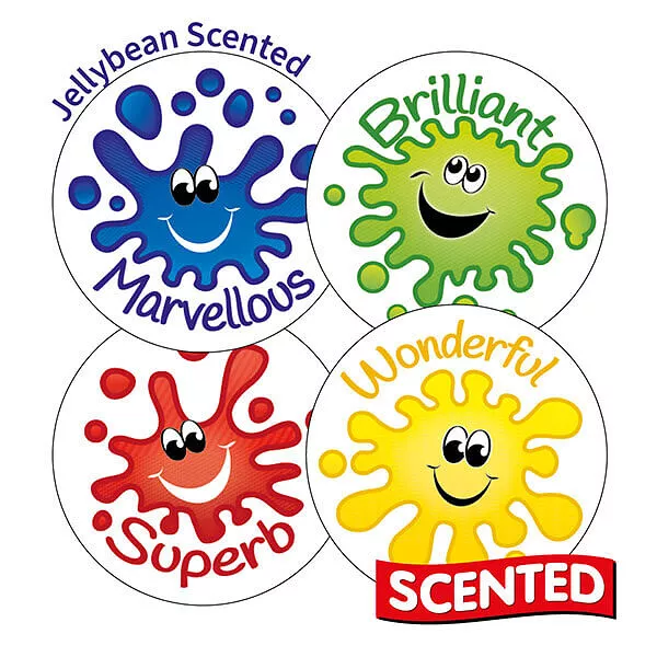 450 X Scented Reward Stickers Pupils Childrens Teachers Smelly Merit Well Done 2