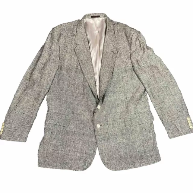 English Manor Men's 2 Button Blazer Gray Wool Sports Coat Dress 40L Long Jacket
