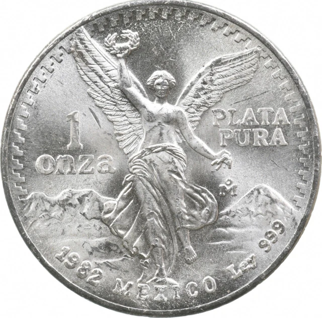 Brilliant Uncirculated 1982 Mexico Libertad Onza 1 Troy Ounce .999 Silver *628