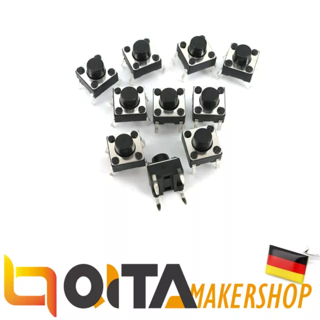 10x DIP 4pin Mini Drucktaster Mikroschalter Eingabetaster Printschalter 6x6x6mm