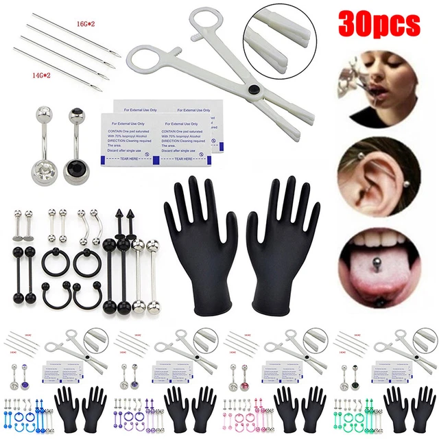 16G Lenguas Cejas Nariz Ombligo Piercing Cuerpo Piercing Jewelry Kit Too q