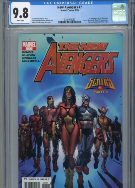 New Avengers #7 Mt 9.8 Cgc White Pages Bendis Story 1St App. Of The Illuminati