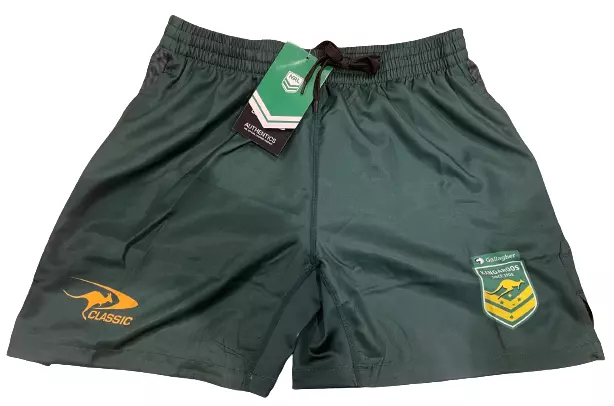 Australian Kangaroos 2024 Gym Training Shorts Small - 5XL Green NRL Classic