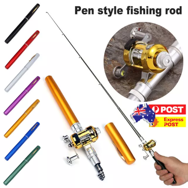 Mini Telescopic Portable Pocket Fish Pen Aluminum Alloy Fishing Rod Pole + Reel