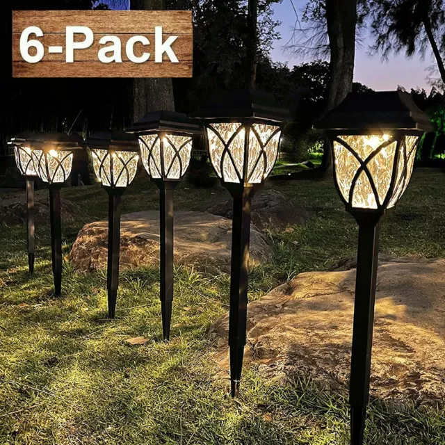 Solarleuchten Garten, 6er Set Solarlampen für Außen, LED Licht Solar Wegeleuchte