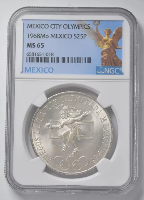 MS65 1968 MO Mexico 25 Peso Olympic NGC Silver