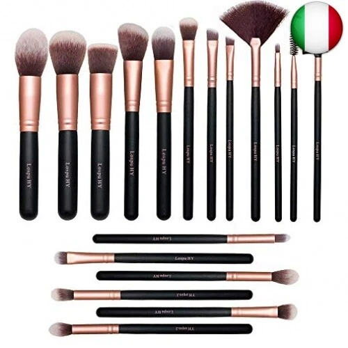 Pennelli Trucco oro Rosa 18 Pezzi Pennelli Trucco Premium Set Viso e Occhi,