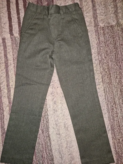 Next Boys Grey School Trousers Adjustable Waist Age 6 Slim Great Used Condition